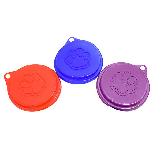 XZANTE 2 Piezas Cubiertas de Alimentos de Hojuela de Lata para Perro Mascota Reutilizable con Estampado Tapas de Plástico de Latas de Mascotas Frescas -Color Aleatorio