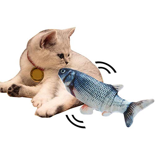 YANGDIAN Juguete Gato Creativo Eléctrico Interactivo Gato Relleno Juguete Wagging Simulación Pescado Realista Felpa Catnip Pescado Menta Relleno Juguetes Cat Producto