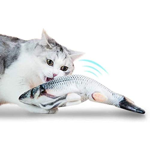 YANGDIAN Juguete Gato Creativo Eléctrico Interactivo Gato Relleno Juguete Wagging Simulación Pescado Realista Felpa Catnip Pescado Menta Relleno Juguetes Cat Producto