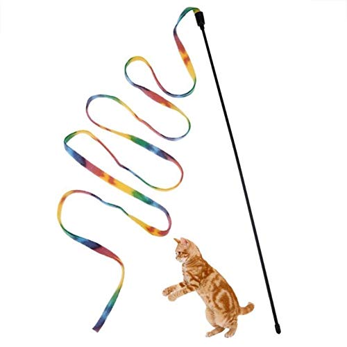 Ybqy 2pcs del Gato Juguetes Divertida Linda Colorida de Rod Ingenio Varita de plástico Juguetes for Gatos Suministros Interactivo del Gato se Pega (Color : 06, Size : M)