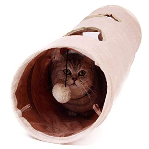 yinuneronsty - túnel Plegable para Animales de compañía, 2 Agujeros, Gato, Cachorro, Conejo, Teaser Divertido, Juguete con balón