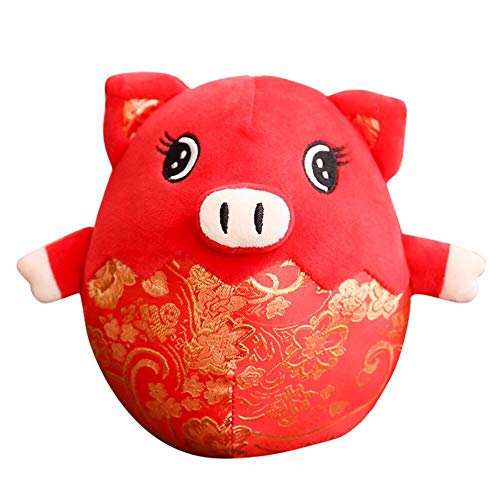 Ylout Juguetes de Peluche de la Mascota del año del Cerdo, muñecas Rojas del Cerdo del Animal Vestido de año Nuevo Chino Decoración del Partido Regalo de los niños
