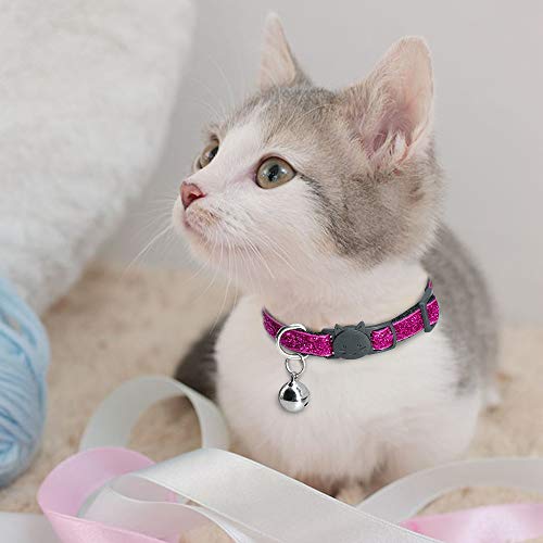 YMZ - Ancho ajustable para collar de felpa de 16 a 26 cm para gatos y perros, campanas de botón relucientes