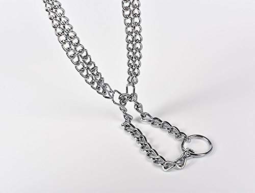 YMZ Collar de cadena de doble fila de ancho se adapta a collares de perro de 40 cm correas para entrenamiento, cadena de acero inoxidable