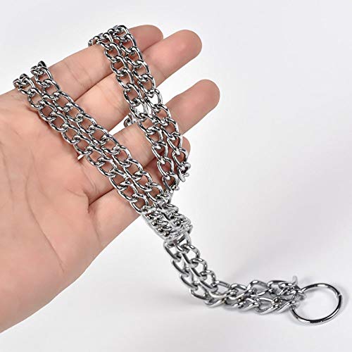 YMZ Collar de cadena de doble fila de ancho se adapta a collares de perro de 40 cm correas para entrenamiento, cadena de acero inoxidable