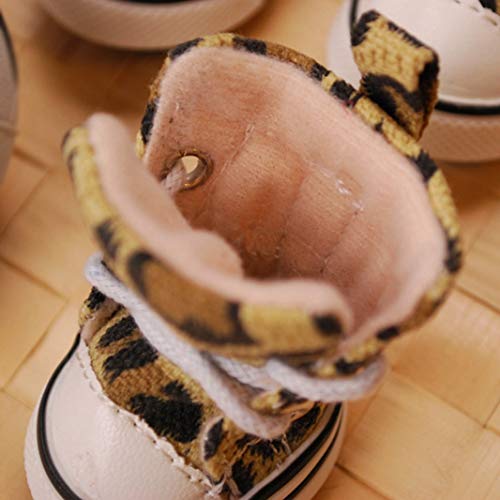 Zapatos de Lona para Perros Leopard Pet Dog Boot Calcetines Calzado de protección para pies Zapatos de Cachorro Suministros para Perros Pet Paws Protector 4PCS