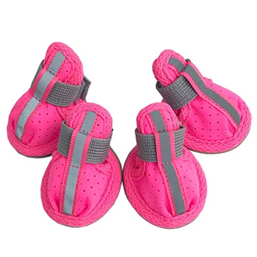 Zapatos de Perro Transpirables de Moda Malla Antideslizante Calzado Productos para Mascotas Zapatillas de Deporte Botas Calcetines 4pcs / Set