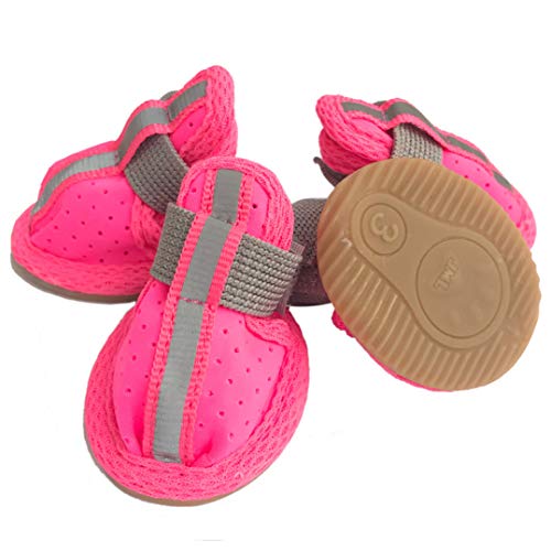 Zapatos de Perro Transpirables de Moda Malla Antideslizante Calzado Productos para Mascotas Zapatillas de Deporte Botas Calcetines 4pcs / Set