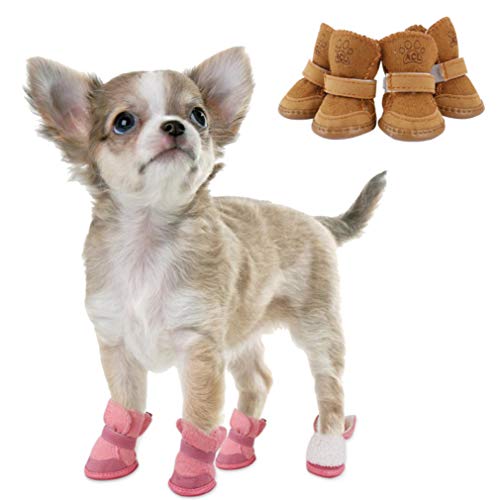 Zapatos para Perros Calientes Invierno Antideslizante Botas para Perros de Nieve Calzado Calcetines Productos para Mascotas Suministros Zapatos para Caminar para Perros 4pcs / Set