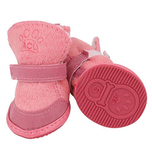 Zapatos para Perros Calientes Invierno Antideslizante Botas para Perros de Nieve Calzado Calcetines Productos para Mascotas Suministros Zapatos para Caminar para Perros 4pcs / Set