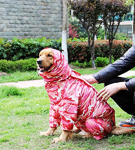 zhxinashu Impermeable de Camuflaje para Perros Mascota Impermeable de Camuflaje de Cuatro Patas para Perros Pequeños y Medianos（Camuflaje Rojo NO 28）