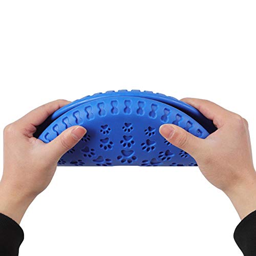 ZIMO Juguete para Perro Grande Huella de Hueso de Goma para Mascotas Frisbee Suave, Resistente a los mordiscos, Azul, diámetro 23 cm