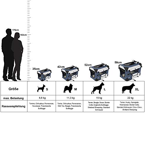 ZuZoo Bolsa de Transporte para Perros y Gatos - Transportín para Mascotas 60 x 42 x 42 cm, Negro