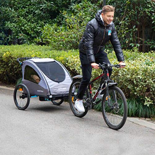 ZXDFG Remolque De Bicicleta para Niños 2 En 1 Stroller con Marco Plateado De Suspensión Adecuado para Caminos Planos O Parques,Grey
