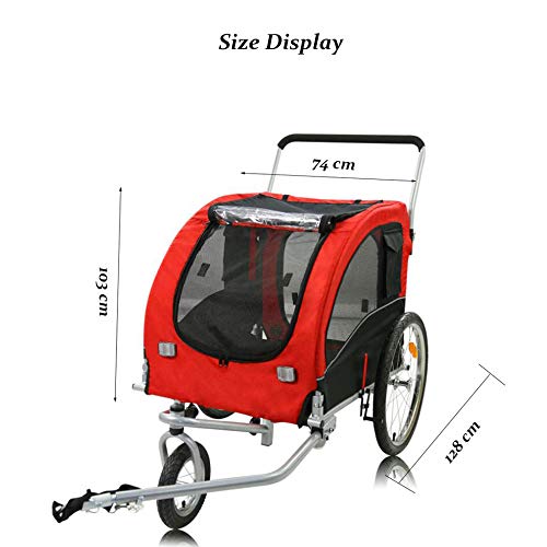 ZXDFG Remolque para Mascotas Multifunción Plegable Perro Bicicleta Remolque Jogger Travel Trailer Carrier Carga Dentro De 60 Kg (Rojo),Green
