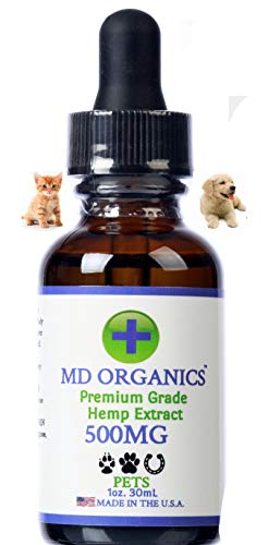 500mg MD Organics Pet Cáñamo puro Aceite para mascotas Perro Gato Caballo Alivio del dolor Articulaciones del estrés Sueño Estado de ánimo Estrés Omegas Grado humano Probado en laboratorio