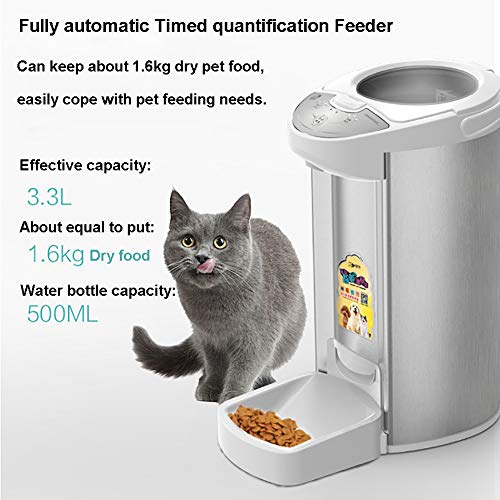 Alimentador Inteligente, Alimentador Automático De Perros Y Gatos, Alimentador Automático De Mascotas Programable por Temporizador, Cámara HD para Grabación De Voz Y Video, para iPhone Y Android