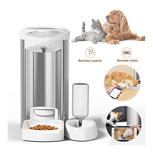 Alimentador Inteligente, Alimentador Automático De Perros Y Gatos, Alimentador Automático De Mascotas Programable por Temporizador, Cámara HD para Grabación De Voz Y Video, para iPhone Y Android
