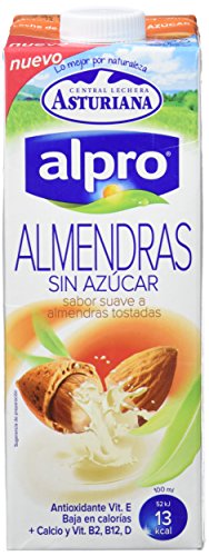 Alpro Central Lechera Asturiana Bebida de Almendra Sin Azúcar - Paquete de 8 x 1000 ml - Total: 8000 ml