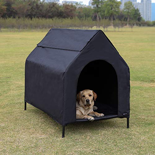 AmazonBasics - Caseta para mascotas, elevada, portátil, grande, negra