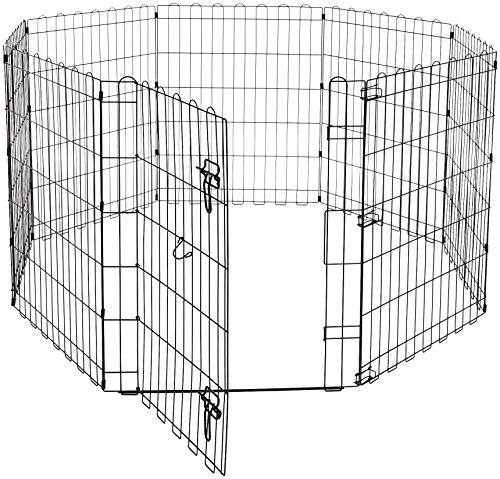 AmazonBasics - Parque de juegos y ejercicios para mascotas, paneles de valla metálica, plegable, 152,4 x 152,4 x 76,2 cm