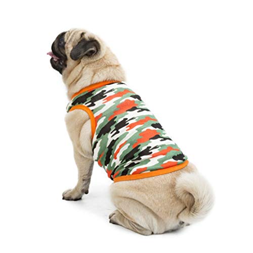 AMURAO Camiseta para Perros Mascotas Ropa para Perros pequeños Cachorro de Verano Camisa de algodón de Camuflaje para caniche Pug