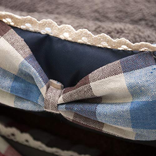 AYWJ Pet Nest Cat Cat Dog Dog Bed - Oxford Cloth Butterfly Knot Lace Square Adecuado para Mascotas Perros Grandes Y Medianos (Color : Blue Plaid, Tamaño : L)