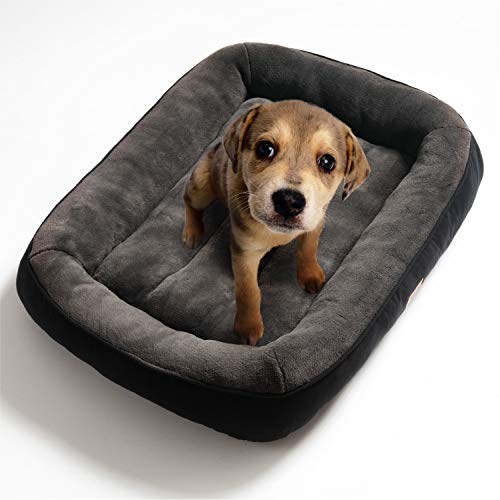 Bedsure Cama para Perros Grandes L - Colchon Perro Lavable de Felpa Muy Suave - Sofá de Perro 92x69x18cm,Negro