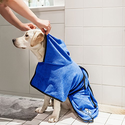 Bella & Balu Albornoz para perro XL de Microfibra Absorbente – Toalla para perros para secado tras el baño, nadar o paseo bajo la lluvia