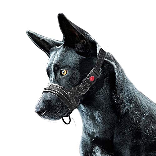 Bozal de Nylon para Perros, Ajustable Lazo Bloqueo de Seguridad Franja Reflectante Bozal - L