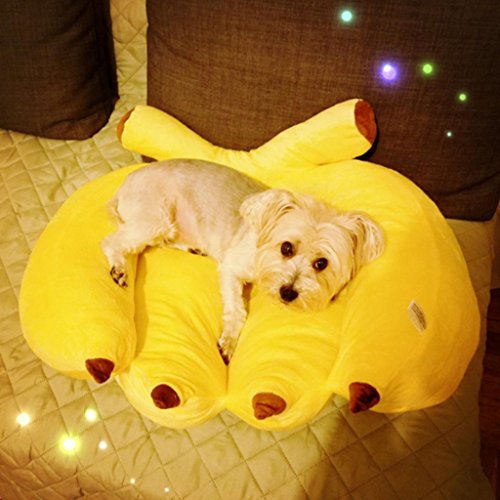Cama de dormir para mascotas XTYAA, con forma de plátano, para invierno, cálida, para perros, gatos, caseta y sofá suave