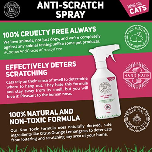 C&G Cats Spray Anti ARAÑAZOS 500ML | Mejor Repelente DE ARAÑAZOS DE Gato | Protege LOS Muebles | Seguro para EL Suelo DE Tela Y MÁS | Libre DE CRUELDAD DE Origen Vegetal