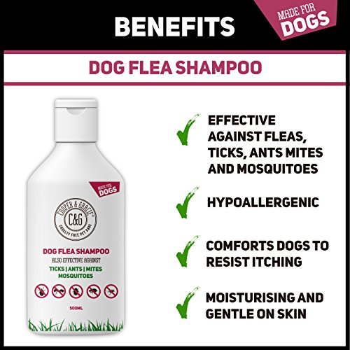 Champú antipulgas para perros – Piel sensible picazón de perro y cachorro Grooming – Tratamiento medicado contra pulgas 500 ml