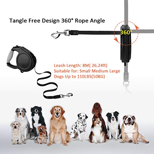 Correa retráctil para perros Supernight de 5 m y 8 m de largo, extensible, con luz LED, para caminar por la noche, correr, etc. Cables retráctiles para perros Samll mediano y grande