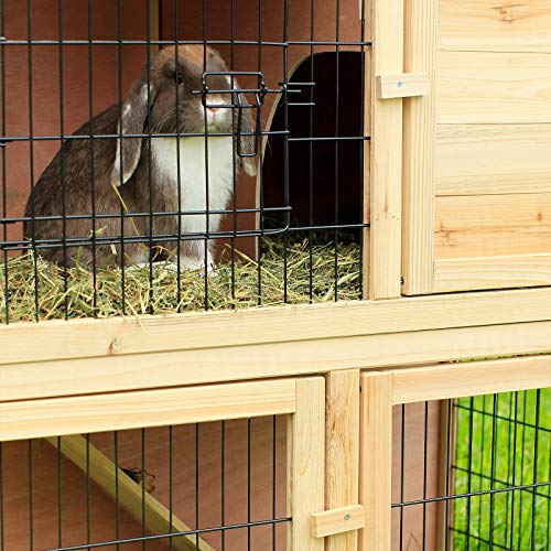 Dibea rh10011, Animales pequeños Establo Madera (98 x 54 x 100 cm), Amplia de 2 Pisos, 3 Puertas, Jaula para Conejos hámster Conejo cobaya