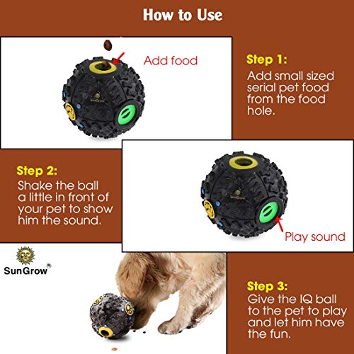 Dispensador interactivo de alimentos para perros --- Aumenta el coeficiente intelectual, irradia aburrimiento --- Produce sonido al rodar --- Para gatos, cachorros y mascotas Tamaño pequeño y mediano