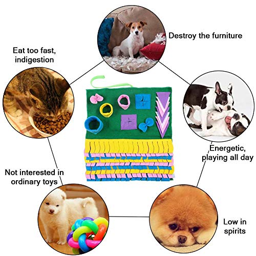 Eternitry Dog Snuffle Mat Green Creative Pet Training Alimentar Sniffing Pad Tassel Estress Release Esteras Desmontable Patchwork Nosework Manta Puzzle Juguetes