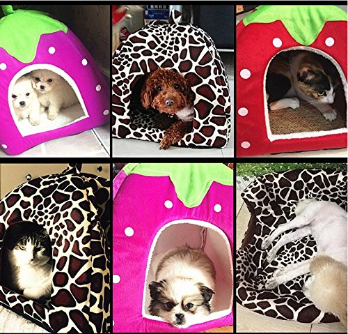 Fablcrew 1pcs Perro Gato Cama cojín casa Kennel Cachorro Cesta en Forma de Fresa para Mascotas Gatos y Perros pequeño