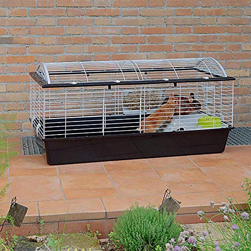 Ferplast Jaula espaciosa para Conejos CASITA 120 para Conejillos de Indias y pequeños Animales, Accesorios incluidos, de Alambre Pintado Blanco y plástico, 119 x 58 x h 60 cm