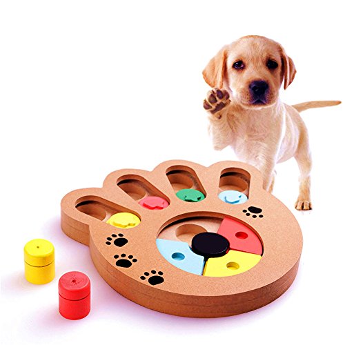 GFEU Pet Intelligence Juguete Ecológico Juguete interactivo Diversión Buscar y comer Alimentos con madera Juguete de juguete de pata para perros pequeños y medianos