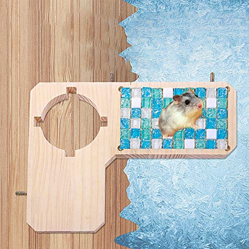Hámster de madera, jaula de champú, hamster Summer Cool Blanket Pequeña tabla de saltar, pedal de madera para mascotas pequeñas