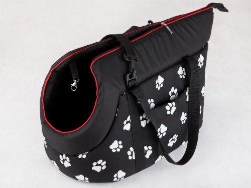 Hobbydog Tor cwl3 hundetasche Bolsa Gato Funda, tamaño 22 x 20 x 36 cm, Color Negro con Huellas