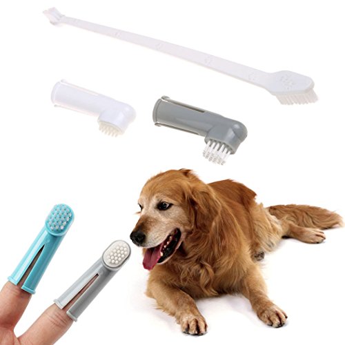Legendog Cepillos de Dientes para Perros, 9Pcs Cepillo Dental para Mascotas Cepillo para Dedos de Doble Cabeza Práctico para Cuidado Dental para Mascotas