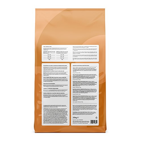 Marca Amazon - Solimo - Alimento seco completo para perro adulto rico en pavo con guisantes, 1 pack de 20 kg