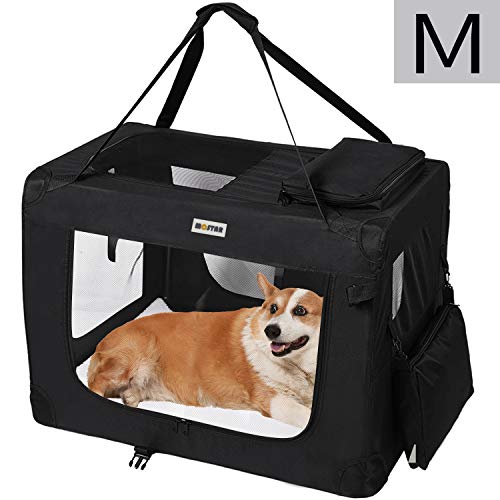 MC Star Transportin para Perros Gatos Mascotas Plegable Portátil Impermeable Tela Oxford Portador Bolsa de Transporte para Coche Viaje, M 60 x 42cm Negro