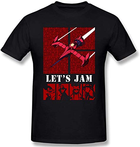 Men's Anime Cowboy Bebop Let's Jam Spike Spiegel & Faye Valentine Short Sleeve Top T-Shirt,Black,Large
