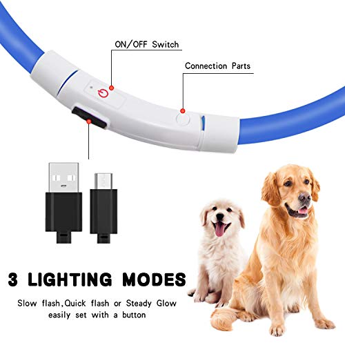 Mookis Collar de Perro LED, USB Recargable, Collar de Perro Mascota Brillante para Seguridad Nocturna, Collar de luz de Moda (Verde, Multicolor)