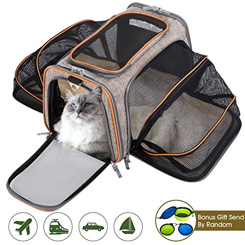 Movepeak - Transportín plegable para perros, gatos y cachorros aprobado por las aerolíneas - Incluye espacio para los artículos de tu mascota