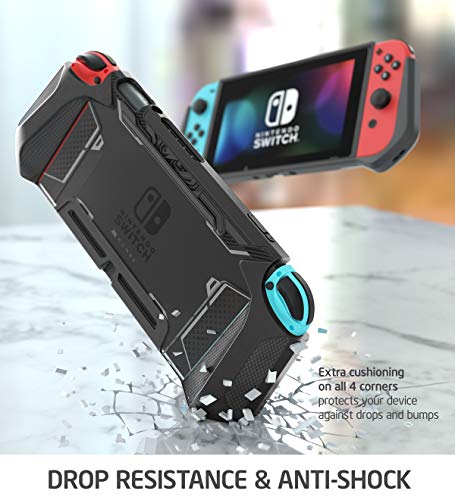 Mumba Funda acoplable para Nintendo Switch, Case Funda Protectora TPU Grip Funda de Agarre Compatible con la Consola de Nintendo Switch y Controlador Joy-con (Negro)