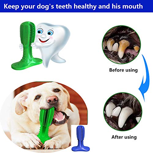 Palillo de cepillo de dientes para perros,juguetes para masticar perros mejorados,caucho natural no tóxico,palillo dental para limpieza de dientes de perros,cepillado de cuidado bucal(L,Verde)